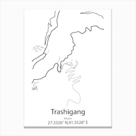 Trashigang,Bhutan Minimalist Map Canvas Print