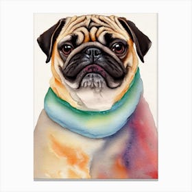 Pug 2 Watercolour dog Canvas Print