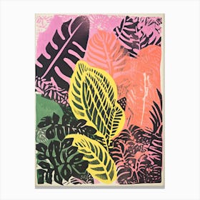 Colourful Botanical Risograph Style 27 Canvas Print