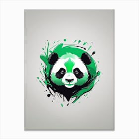 Green Panda Canvas Print