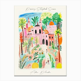 Poster Of Abu Dhabi, Dreamy Storybook Illustration 3 Canvas Print