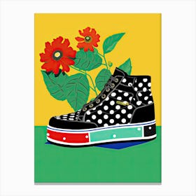 Petal Parade: Flowers Adorning Sneakers Canvas Print