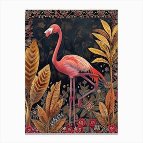 Greater Flamingo And Croton Plants Boho Print 3 Canvas Print