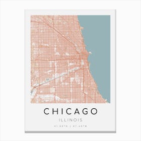 Chicago Map Print - Rococo style Canvas Print