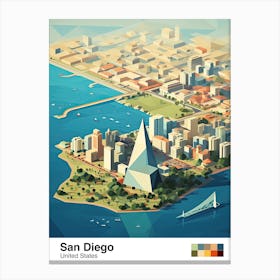San Diego, Usa, Geometric Illustration 1 Poster Canvas Print