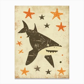 Shark & Starfish Modern Storybook Style 3 Canvas Print