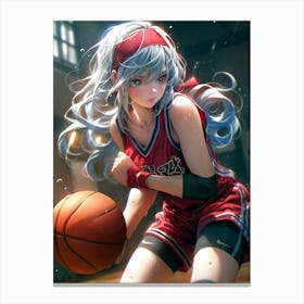 Anime Girl Playing Basketball Canvas Print