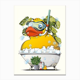 Rubber Duck In Bubble Bath Canvas Print