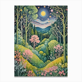 Night In The Forest In Colour Canvas Print