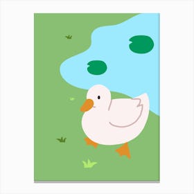 Duck By The Pond Canvas Print