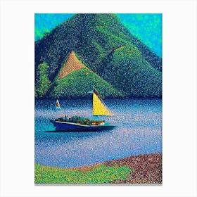 Lombok Indonesia Pointillism Style Tropical Destination Canvas Print