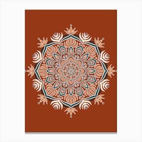 WA240014 - Elegant Mandala on Rust Background - Intricate Bohemian Art Canvas Print