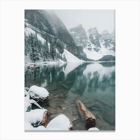 Snowy Lake In Banff National Park Canvas Print