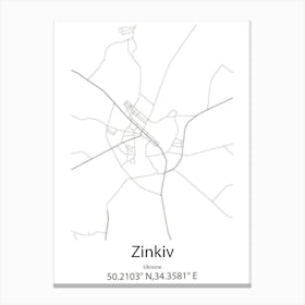 Zinkiv,Ukraine Minimalist Map Canvas Print