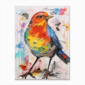 Colourful Bird Painting Robin 3 Canvas Print