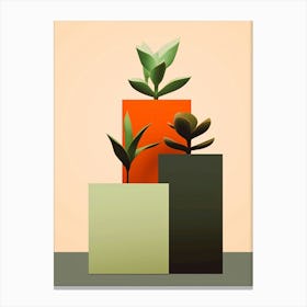 Three Plants In A Square Canvas Print
