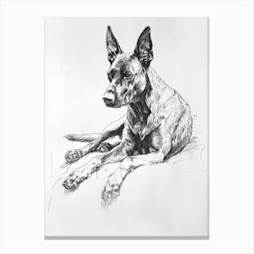 German Shepherd Dog Line Drawing Sketch 1 Canvas Print