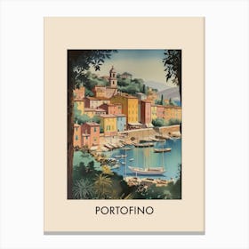 Portofino Italy 2 Vintage Travel Poster Canvas Print