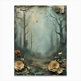 Forest With Roses Canvas Print