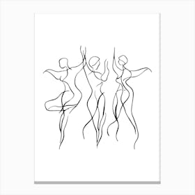 Three Dancers Minimalist Line Art Monoline Illustration Canvas Print