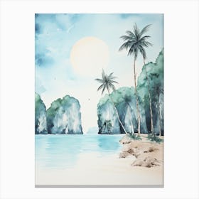 Watercolour Of Maya Bay   Phi Phi Islands Thailand 0 Canvas Print