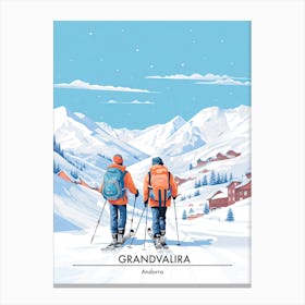 Grandvalira   Andorra, Ski Resort Poster Illustration 3 Canvas Print