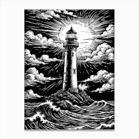 Lighthouse In The Sea Canvas Print