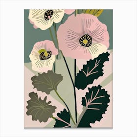 Hollyhock Wildflower Modern Muted Colours 1 Canvas Print