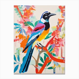 Colourful Bird Painting Magpie 1 Canvas Print