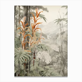 Vintage Jungle Botanical Illustration Heliconia 4 Canvas Print