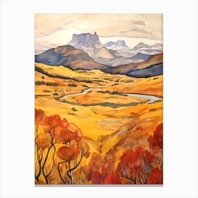 Autumn National Park Painting Torres Del Paine National Park Chile 3 Canvas Print