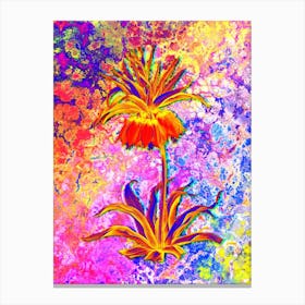 Fritillaries Botanical in Acid Neon Pink Green and Blue n.0148 Canvas Print