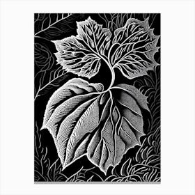 Raspberry Leaf Linocut 7 Canvas Print