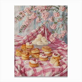 Pink Breakfast Food Scones 1 Canvas Print