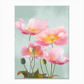 Lotus Flowers Acrylic Painting In Pastel Colours 1 Canvas Print