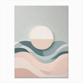 Seascape Moon - True Minimalist Calming Tranquil Pastel Colors of Pink, Grey And Neutral Tones Abstract Painting for a Peaceful New Home or Room Decor Circles Clean Lines Boho Chic Pale Retro Luxe Famous Peace Serenity Canvas Print