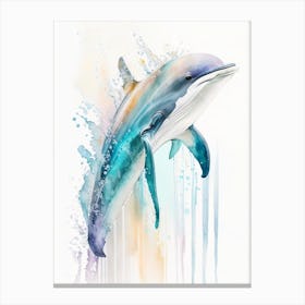 Striped Dolphin Storybook Watercolour  (1) Canvas Print