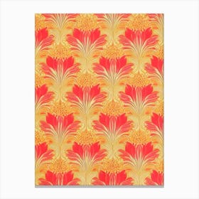 Lotus Floral Print Retro Pattern Flower Canvas Print