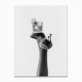 Fashionable Drink - Black And White Canvas Print