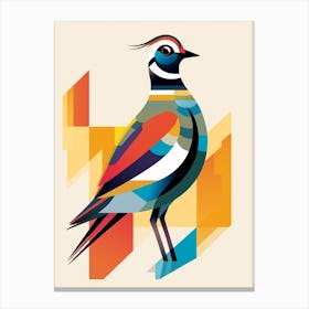 Colourful Geometric Bird Lapwing 2 Canvas Print