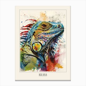 Iguana Colourful Watercolour 4 Poster Canvas Print