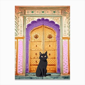 Indian Door And Black Cat Canvas Print