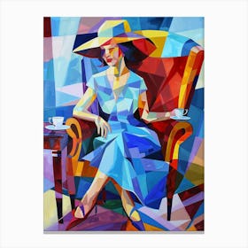 Tjnada 36990 A Beautiful Woman Sitting In An Armchair With Her Canvas Print