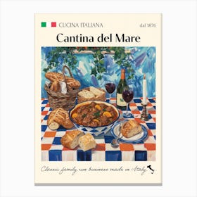 Cantina Del Mare Trattoria Italian Poster Food Kitchen Canvas Print