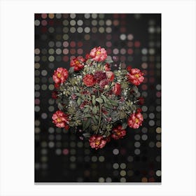 Vintage Ternaux Rose Bloom Flower Wreath on Dot Bokeh Pattern n.0819 Canvas Print