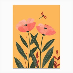 Poppies With Dragonfly Canvas Print