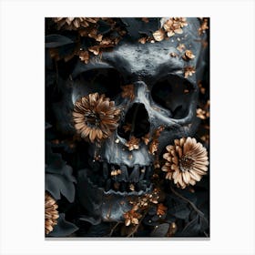 Skull With Flowers 5 Canvas Print