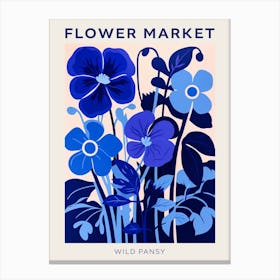 Blue Flower Market Poster Wild Pansy 2 Canvas Print