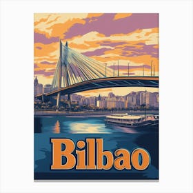 Aihrgdesign A Retro Travel Poster For Bilbao Featuring The Ma 6e8f8f13 6e40 4b20 A3e5 3c7debb8cf15 0 Canvas Print