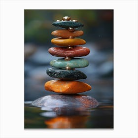 Stacked Stones In Water Canvas Print